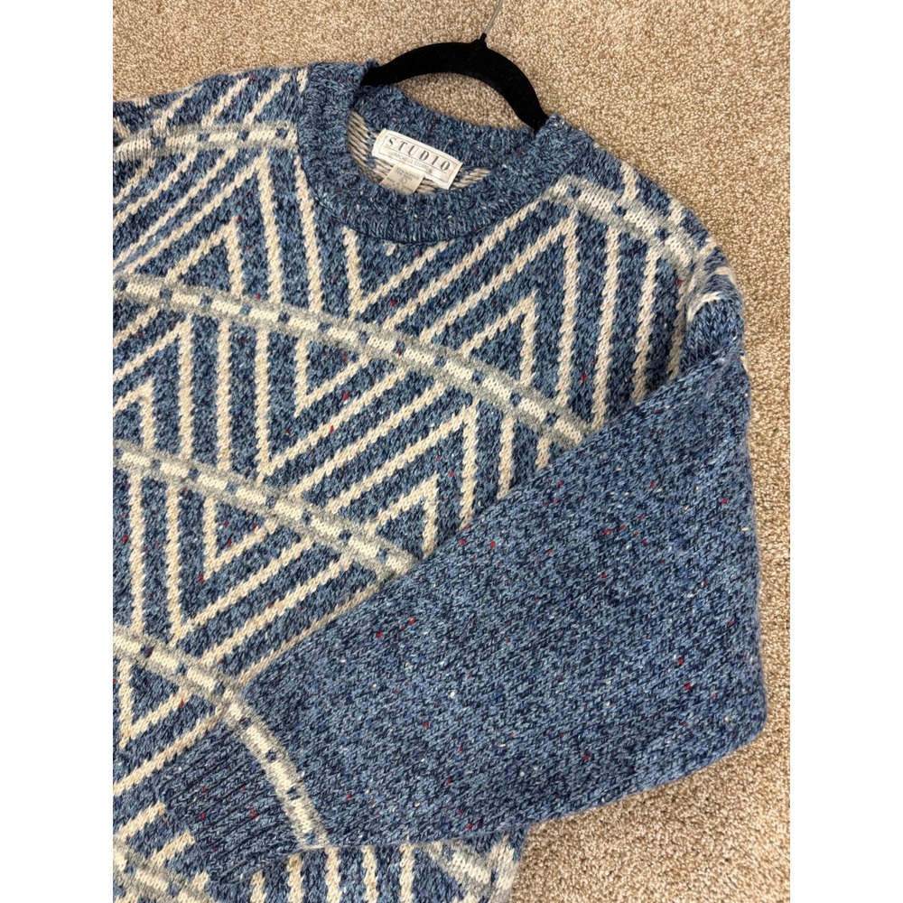 VTG Studio Michelle‎ Stuart 90s Sweater Geometric Chevron Wool Large Grandmacore